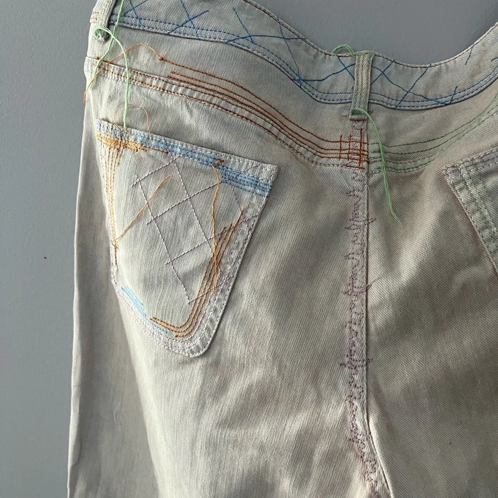 CHANEL Multicolor Embroidered Denim Jeans, Size 44 (Women) P40487V29445
